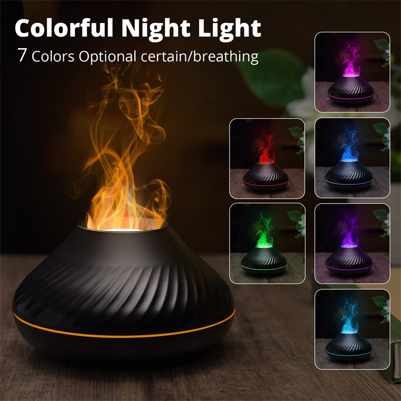 130ml volcanic flame aroma diffuser USB essential oil lamp portable humidifier with LED night light