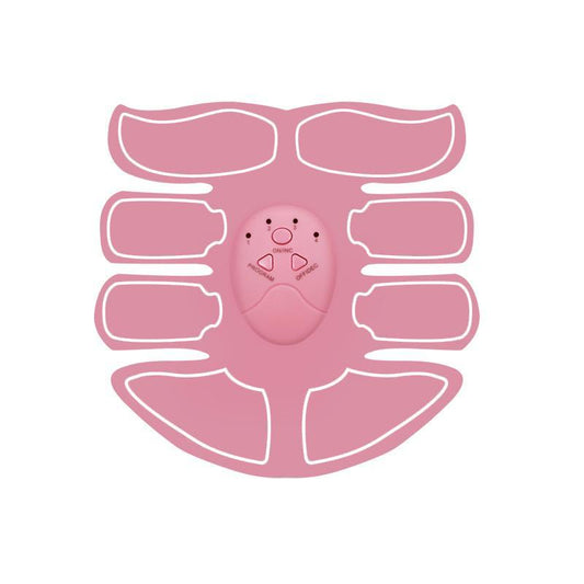 Pink electronic device shaped like a torso on a white background