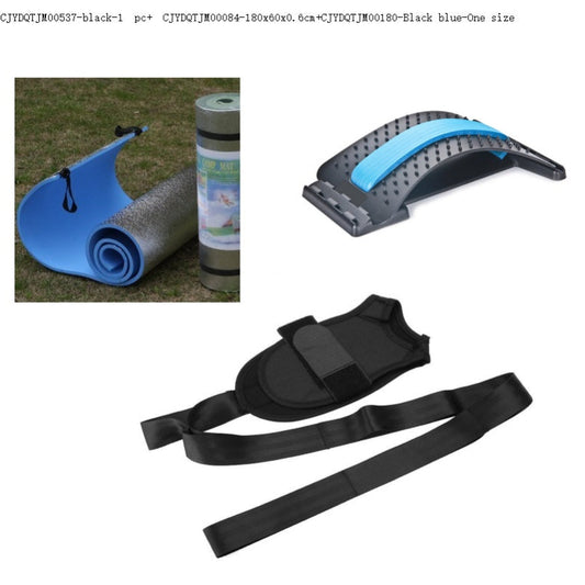 Blue and black exercise equipment on a white background