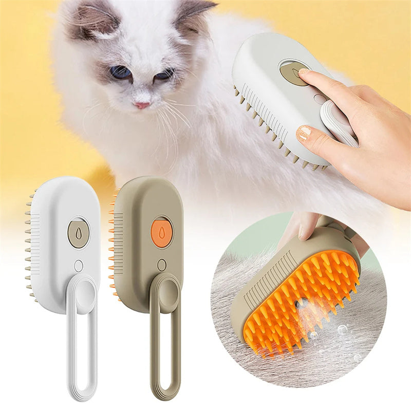 3-in-1 cat and dog steam brush electric spray grooming comb for hair removal and massage