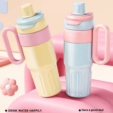 780ml gradient double drink thermal cup stainless steel coffee thermos with lid and straw for men and women