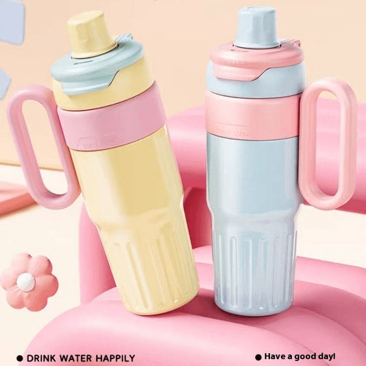 780ml gradient double drink thermal cup stainless steel coffee thermos with lid and straw for men and women