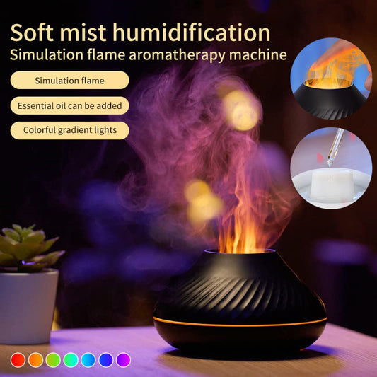 130ml Volcanic Flame Aroma Diffuser – USB Essential Oil Lamp & Portable Humidifier