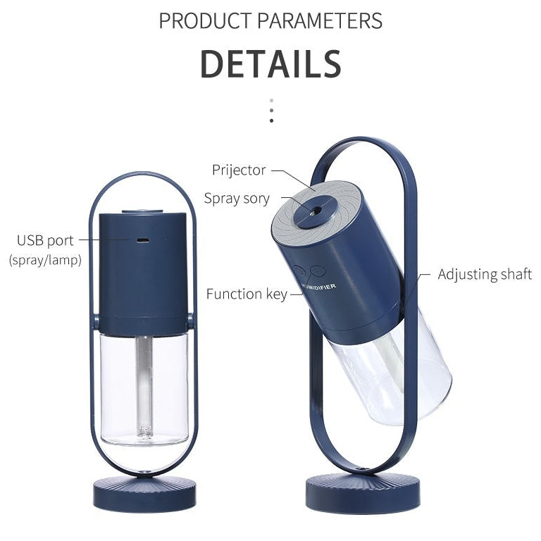 Blue handheld device with labeled parts on a white background
