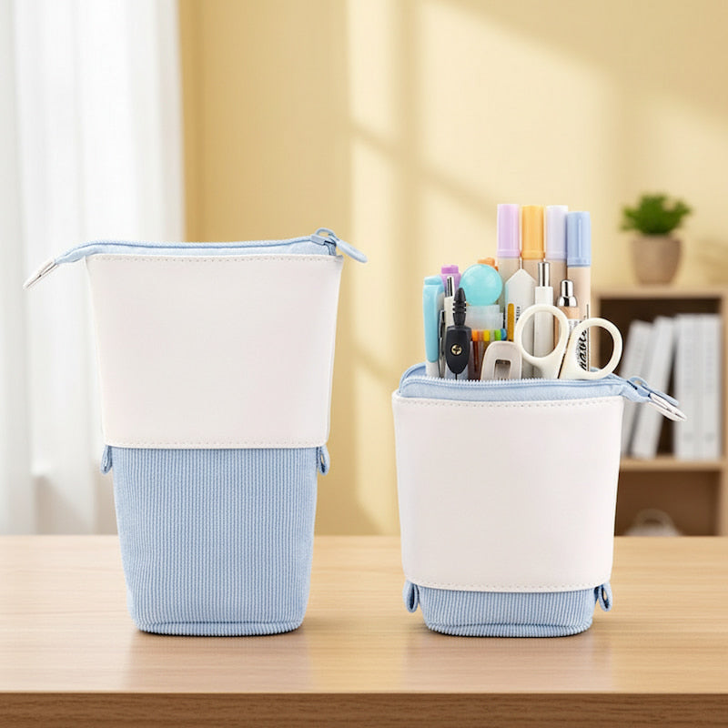 Corduroy retractable pencil case multifunctional creative stationery organizer for school and office