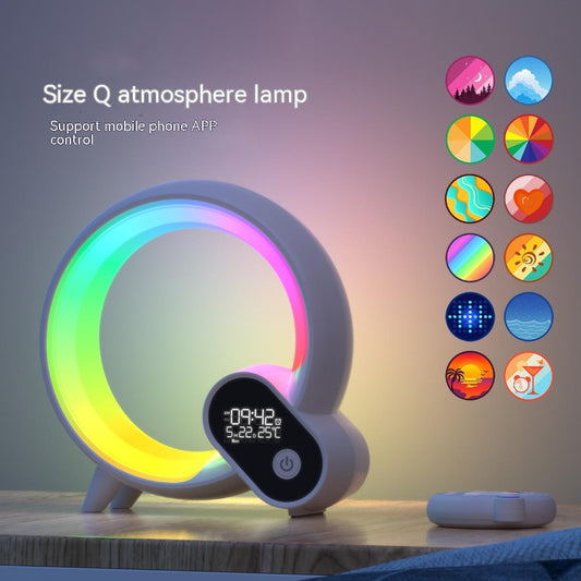 Creative Q sunrise alarm clock with Bluetooth audio analog digital display and colorful atmosphere light