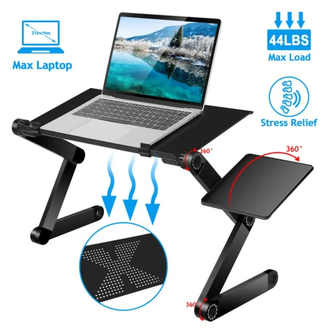 Foldable laptop desk portable adjustable workstation for home, office, bed, and sofa
