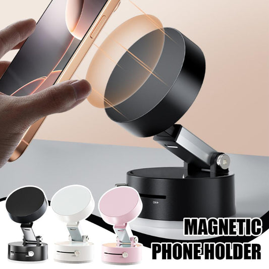Foldable magnetic car phone holder vacuum suction cup hands-free smartphone navigation mount