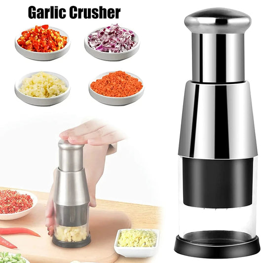 Manual garlic crusher onion chopper multipurpose vegetable press kitchen gadget durable design