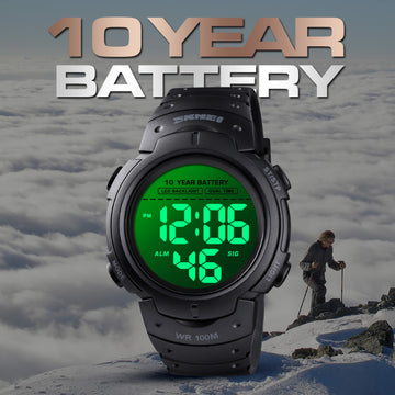 Men’s waterproof outdoor sports multifunctional luminous LED electronic watch durable timepiece