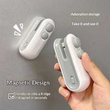 Mini 2-in-1 heat sealer USB rechargeable snack plastic bag opener and sealing machine