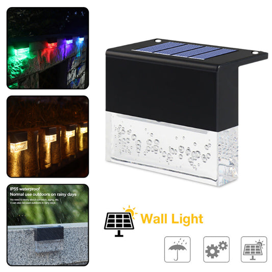 Waterproof RGB LED solar step and fence light with color-changing modes for outdoor garden pathways