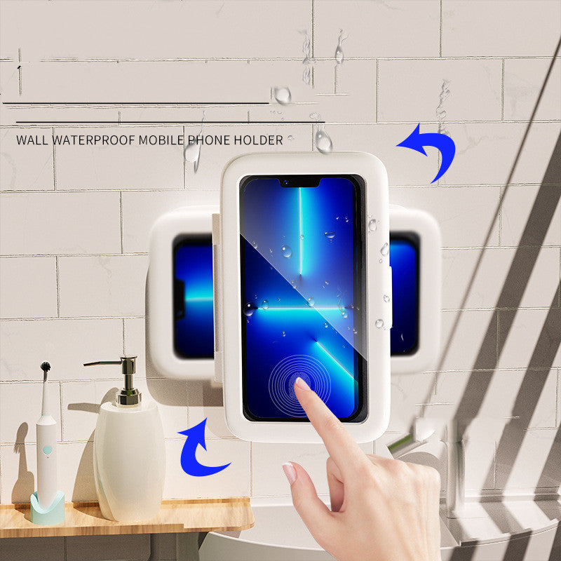 Waterproof shower phone holder wall mounted touch screen case for bathroom and kitchen use