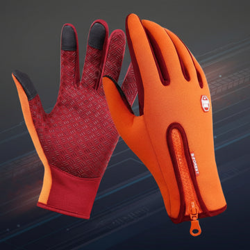 Winter motorcycle gloves with touchscreen, waterproof protection, and fleece lining for riding and sports
