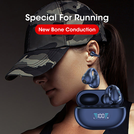 Bone Conduction TWS Ear Clip Headphones – Bluetooth 5.3 Wireless Sports Earbuds with HIFI Bass
